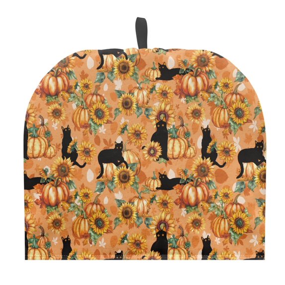 ZUXONGSY Fall Pumpkin Tea Kettle Cover Thick Teapot Cosy with Top Handle Decorative Teapot Cover Dust Protector Black Cat Not Easy to Pilling and Fade Fall Thanksgiving Decor
