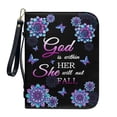 thumbnail image 1 of ZUXONGSY Fantasy Butterfly Mandala Print PU Leather Bible Cover for Women Men God is Within Her Bible Carrying Case with Detachable Wristlet Strap Bible Accessories for Daily Commuter, L, 1 of 7