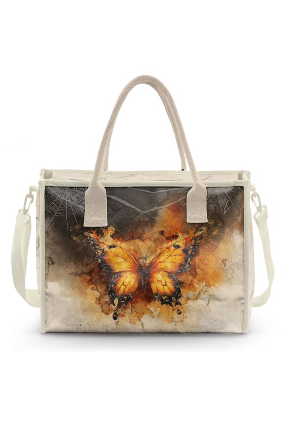 Flame Butterfly Print Clear PVC Tote Bag for Women, Large Lightweight Shoulder Handbag with Zipper, Oversize Shopper Tote for Daily Commute Work Travel