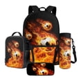thumbnail image 1 of ZUXONGSY Flame Soccer Print 4 In 1 School Bag with Lunch Box Set for Girls Boys Backpack Purse Middle High School Book Bag with Pencil Case Water Bottle Holder for Kids Primary Child, 1 of 6