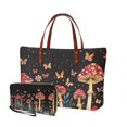 thumbnail image 1 of ZUXONGSY Floral Butterfly Mushroom Print 2 Pack Purse and Wallet Set for Women Waterproof Shoulder Bag Satchel Handbags Top Handle Satchel with Money Organizers for Travel Vacation, 1 of 5