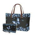 thumbnail image 1 of ZUXONGSY Floral Butterfly Print Handbag with Matching Wallet for Women Practicality Work Bag Satchel Handbags Top Handle Satchel Waterproof Card Holder for Business Tours, 1 of 5
