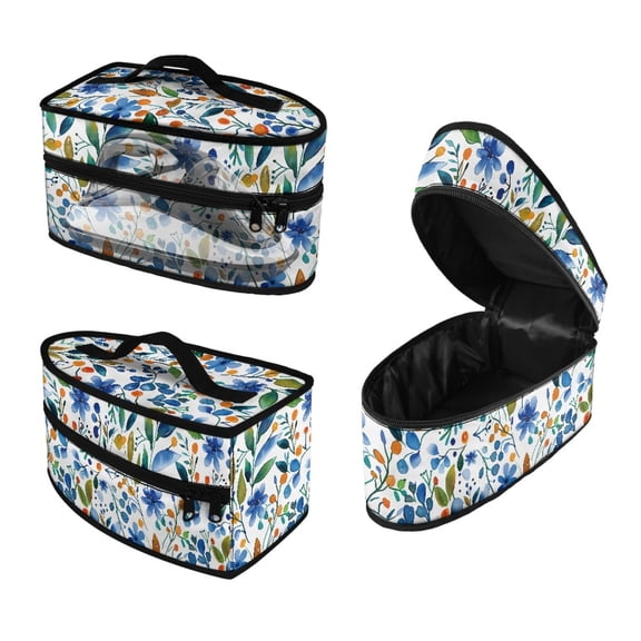 ZUXONGSY Flower Print Steam Iron Case Handheld Travel Iron Case with Handle Steamer Organizer Iron Holder with Zipper Closure Iron Accessories, Case Only