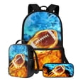 thumbnail image 1 of ZUXONGSY Football Fire Lightning Print Children Backpack Kids School Bookbag with Lunch Box Pencil Case 3 Piece School Bag for Boys Girls Large Capacity Rucksack Satchel Casual Daypack, 1 of 6