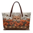 thumbnail image 1 of ZUXONGSY Fox Pansy Bee Print Tote Bag for Women Large Capacity Top Handle Bag Waterproof Satchel Handbags with Zipper for Shopping Work, 1 of 6