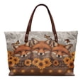 thumbnail image 1 of ZUXONGSY Fox Sunflower Print Top Handle Tote Bag for Women Large Capacity Top Handle Bag Casual Satchel Handbags with Zipper for Shopping Work, 1 of 6