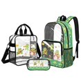 thumbnail image 1 of ZUXONGSY Frog Bee Print 17" Clear Backpack for School Girls and Boys See Through Bookbag Set with Lunch Box and Pencil Pouch, 3Pcs Heavy Duty PVC Set Back to School Gifts, 1 of 5
