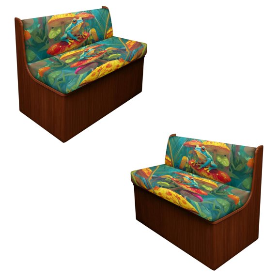ZUXONGSY Frog Mushroom Print RV Dinette Cushion Covers 4 Pieces Scratch-resistant Camper Seat Covers Set Dinette Booth Elastic RV Couch Cover Loveseat Sofa Chair Cover