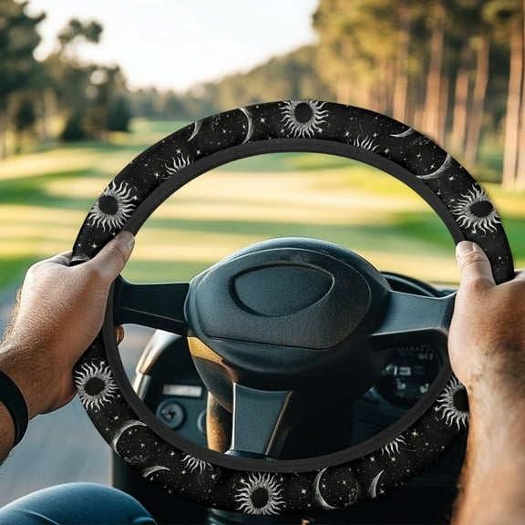 ZUXONGSY Galaxy Golf Cart Steering Wheel Cover Sun Moon Universal Auto Accessories Heat Resistant Steering Wheel Covers Good Texture Nice Look Protector Cover Club Car Golf Cart Interior Decor