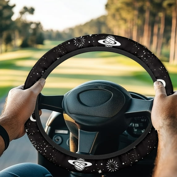 ZUXONGSY Galaxy Golf Cart Steering Wheel Covers Planet Universal Car Wheel Cover Stretchy Car Steering Wheel Cover Protector Interior Decor Steering Wheel Accessories for Club Car Golf Cart