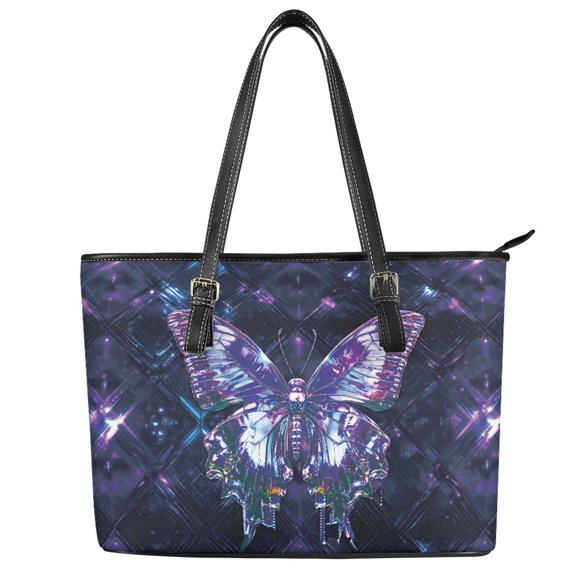 ZUXONGSY Geometric Butterfly Print Handbag for Women Practicality Shoulder Bag PU Leather Top Handle Tote Bag with Handle for Dating Shopping