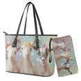 thumbnail image 1 of ZUXONGSY Goat Daisy Flower Print PU Leather Hobo Shoulder Bag for Women Lightweight Purse and Wallet Set with Zipper for Shopping Work, 1 of 4