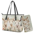 thumbnail image 1 of ZUXONGSY Goat Flower Print Tote Bag Handbag with Wallet Set Pu Leather Hobo Shoulder Bag for Women Ladies 2 Pcs Top Handle Handbag Purse Clutch Shoulder Totes, 1 of 4
