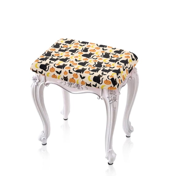 ZUXONGSY Halloween Black Cat Stool Covers Rectangle 2 PCS Counter Height Bar Stool Chair Covers with Elastic Bands Counter Stool Bar Chair Covers for Cafe Furniture Halloween Party Decor
