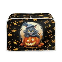 ZUXONGSY Halloween Black Cat Toaster Cover 2 Slice Toaster Dust Cover Wide Slot Fingerprint Protection Pumpkin Compatible with Most 2-Slice Toasters Halloween Decor
