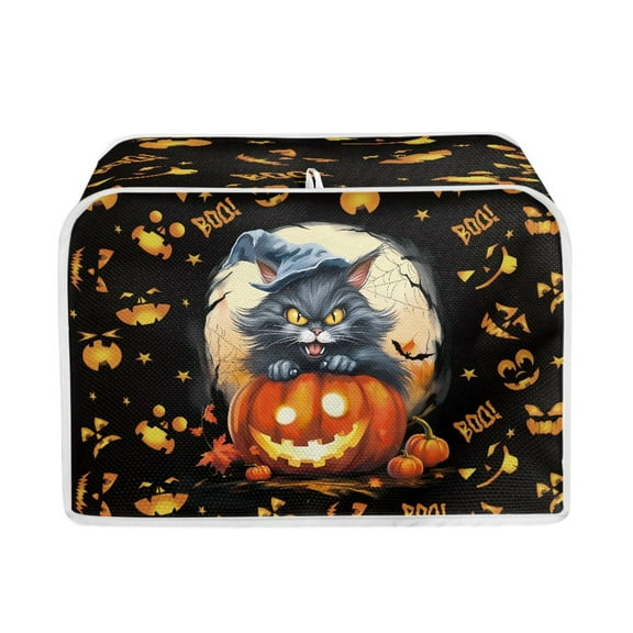 ZUXONGSY Halloween Black Cat Toaster Cover 2 Slice Toaster Dust Cover Wide Slot Fingerprint Protection Pumpkin Compatible with Most 2-Slice Toasters Halloween Decor