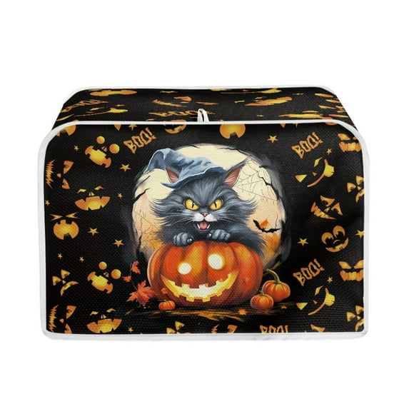 ZUXONGSY Halloween Black Cat Toaster Cover 2 Slice Toaster Dust Cover Wide Slot Fingerprint Protection Pumpkin Compatible with Most 2-Slice Toasters Halloween Decor