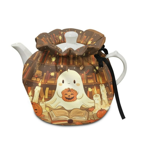 ZUXONGSY Halloween Ghost Tea Cosy for Small Teapot Tea Pot Decor Cover with Elastic Band Drawstring Breakfast Teapot Cover Lightweight And Easy to Use Happy Halloween Decor