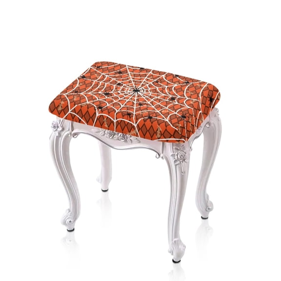 ZUXONGSY Halloween Spider Web Stool Covers Rectangle 2 Pcs Dust Protective Cover with Elastic Bands Covers for Upholstered Furniture Rectangle Chair for Halloween Party Decor