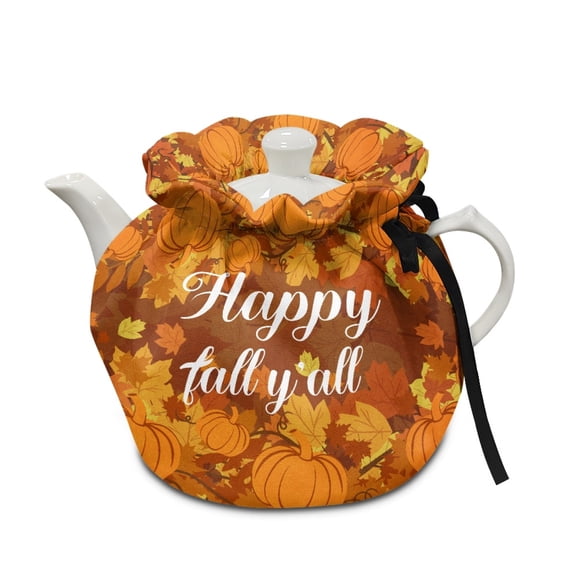 ZUXONGSY Happy Fall Y'all Tea Pots Cosy Teapots Dust Cover with Elastic Band Drawstring Tea Cozy for Teapot Insulated Easy to Install And Washable for Home Kitchen Table Tea Party
