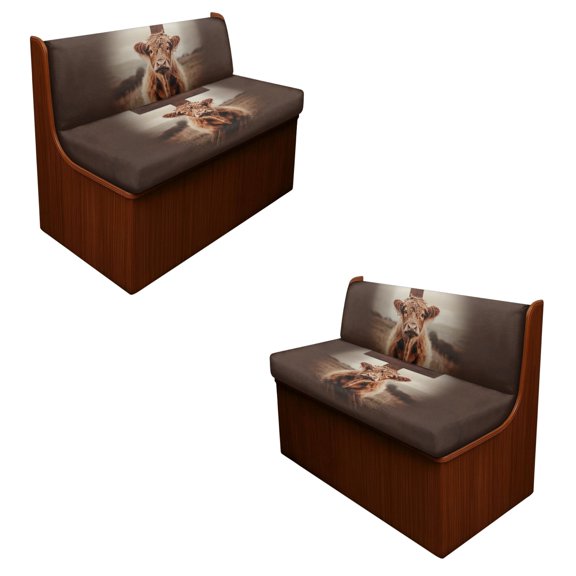 ZUXONGSY Highland Cattle Cross Pattern 4 Pcs RV Dinette Cushion Covers Breathable Camper Cushion Slipcover Stretch 2 Seat Sofa Chair Cover Camper Seat Covers Dinette Booth