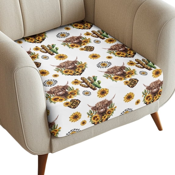 ZUXONGSY Highland Cow Couch Cushion Cover Cactus Sofa Seat Cushion Slipcovers Spandex Couch Seat Cushion Slipcover Easy to Clean Outdoor Cushion Protector Cover Home Decor 25x27.5x9 in