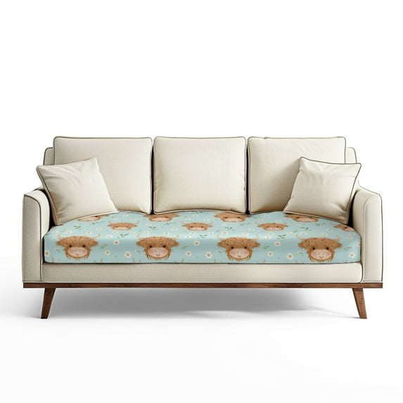 ZUXONGSY Highland Cow Sofa Cushion Covers Couch Cushion Protector Cover Separate Sofa Seat Cushion Cover Individual Couch Cushion Covers for Upholstered Furniture 75x27.5x9 in