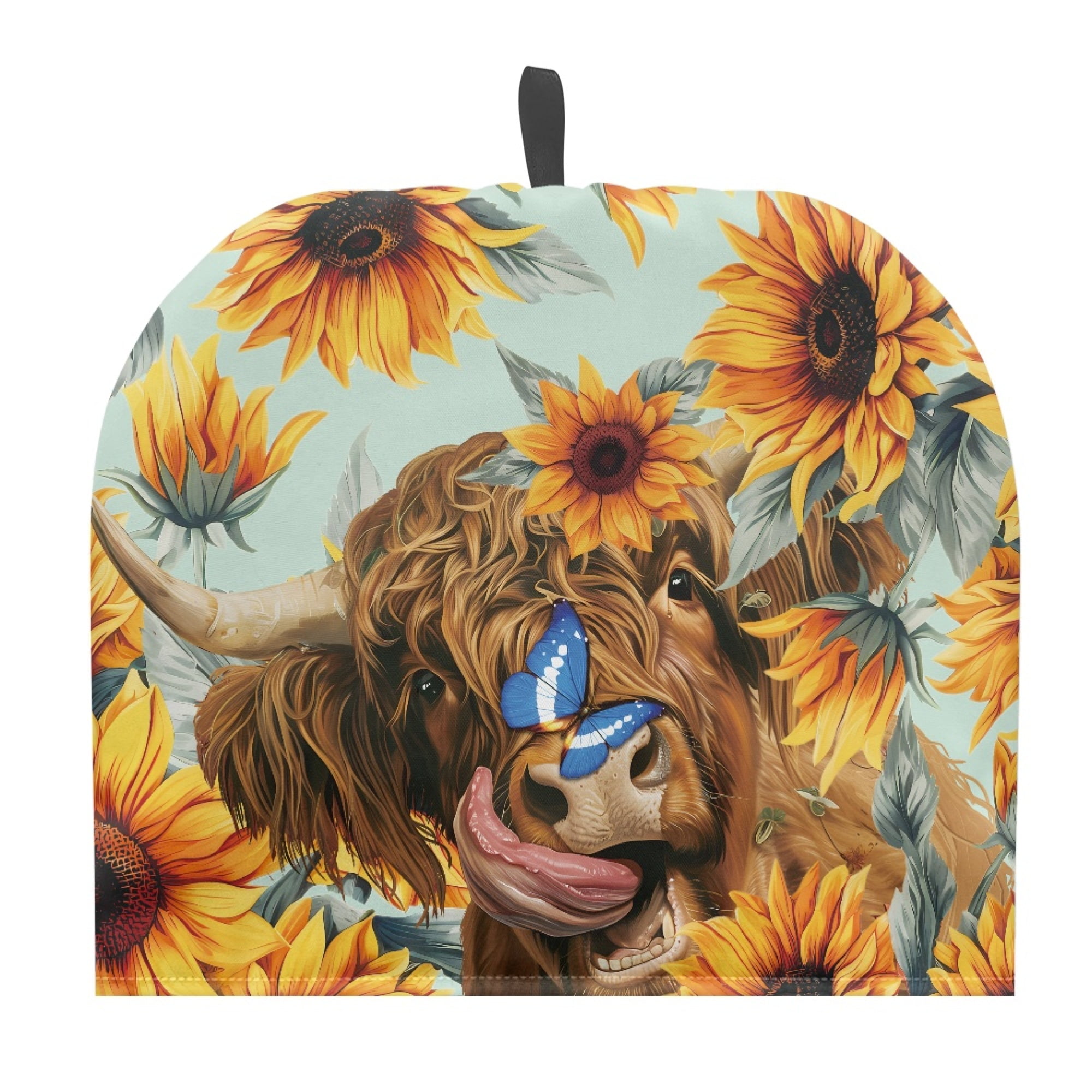 ZUXONGSY Highland Cow Sunflower Tea Cozies For Teapot Decorative Teapot Cover Hanging Ring Teapot Kettle Dust Cover Fit Tea Breakfast Warmer Cover Home D