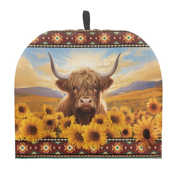 ZUXONGSY Highland Cow Tea Cozy for Teapot Kettle Protective with Hanging Loop Fit Tea Breakfast Warmer Cover Sunflower Aztec Ethnic Easy Storage for Home Kitchen Tea Party Table Decor