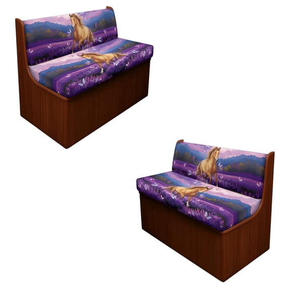 ZUXONGSY Horse Butterfly Lavender Print RV Dinette Cushion Covers Washable Sofa Furniture Protector Stretch RV Couch Cover Include 2 Backrest Covers and 2 Bench Covers