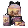 thumbnail image 1 of ZUXONGSY Horse Floral Sunset Print 3 Pieces Backpack with Lunch Box Pencil Pouch for Boys Girls 17 Inch Kids School Bags Bookbag Primary School Supplies with Bottle Pocket Stationery Bag Daypack, 1 of 6