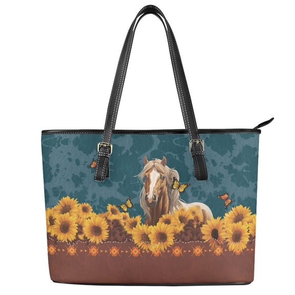 ZUXONGSY Horse Sunflower Butterfly Print Handbag for Women Large Capacity Satchel Handbags Casual Travel Purse with Handle for Travel Shopping