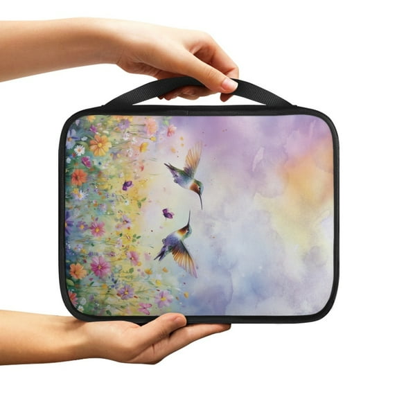 ZUXONGSY Hummingbird Butterfly Colorful Floral Pattern Bible Case for Women Zippered Bible Cover Church Bag Bible Protective with Handle Portable Bible Bag Bible Carrier Bible Study Supplies