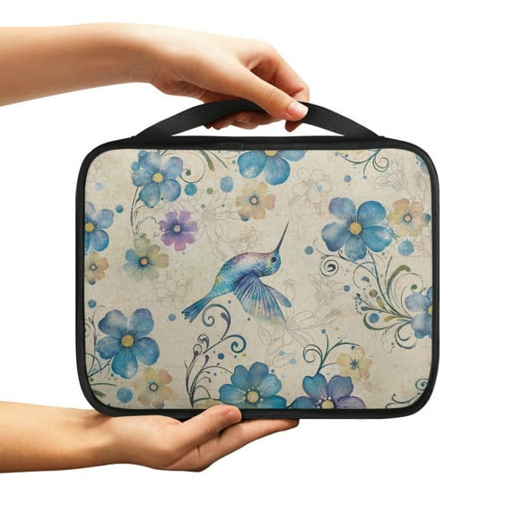 ZUXONGSY Hummingbird Daisy Floral Print Bible Case for Women Men Bible Cover Functional Bible Bag Bible Carrying Case Waterproof Bible Study Tool with Handle Zippered Christian Gift