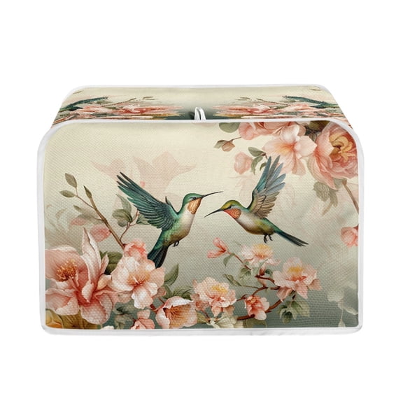 ZUXONGSY Hummingbird Floral Toaster Cover 4 Slice Soft Appliance Cover and Dust Cover with Top Hook Kitchen Decor Wide Slot Quilted Toaster Appliance Dust-Proof Cover