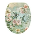 thumbnail image 1 of ZUXONGSY Hummingbird Flower Toilet Lid Seat Cover Protective Toilet Cover with Elastic Bottom Elongated Toilet Cover Protector Universal Easy to Clean Washroom Decor, 1 of 6