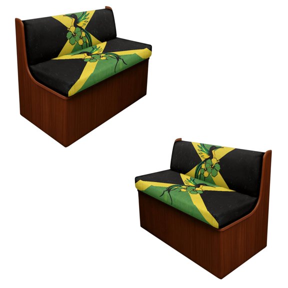 ZUXONGSY Hummingbird Jamaica Flag Pattern 4 Pcs RV Dinette Cushion Covers Anti-Slip Camper Cushion Slipcover Stretch 2 Seat Sofa Chair Cover 2 Backrest Covers and 2 Bench Covers