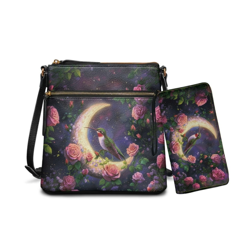 ZUXONGSY Hummingbird Moon Rose Galaxy Print Women's Large
