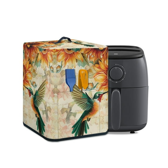 ZUXONGSY Hummingbird Sunflower Air Fryer Cover Dust Cover Kitchen Appliance Protective Cover with Front Pocket Large Kirchen Applicance Protective Dust Cover Washable Home Decor