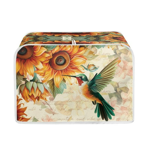 ZUXONGSY Hummingbird Sunflower Toast Cover 2 Slice Toaster Oven Covers Wide Slot Universal Size Microwave Oven Dustproof Cover Easy to Install Kitchen Bakeware Protector