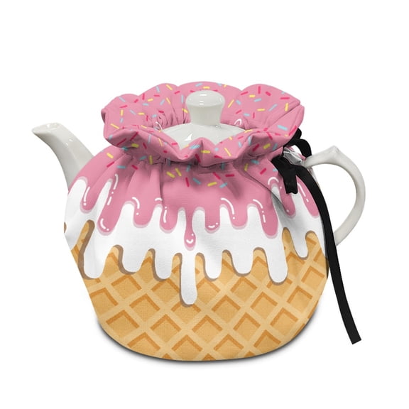 ZUXONGSY Ice Cream Teapot Cozy Tea Pot Decor Cover with Elastic Band Drawstring Personalized Insulated Kettle Cover Wear-Resistant for Home Table Restaurant Decorative Accessories