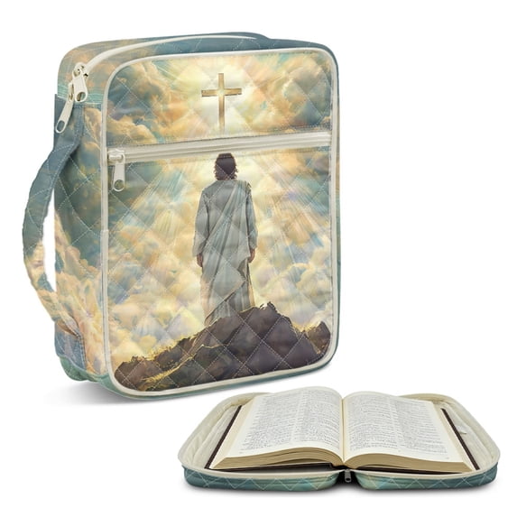 ZUXONGSY Jesus Cross Print Bible Cover for Women Portable Bible Protective Carrier Portable Journal Case with Pen Holder ChuZU Bag for Daily Commuter