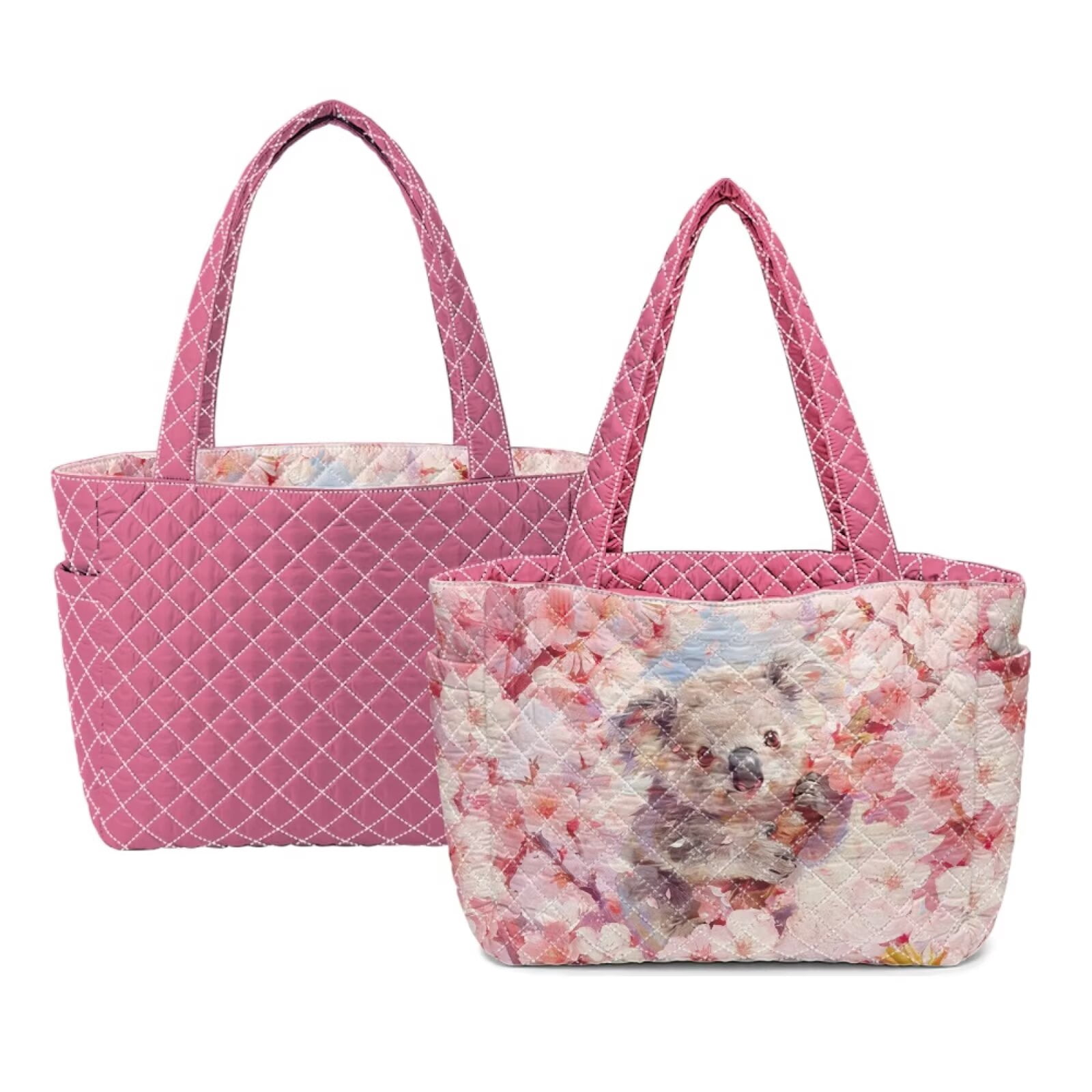ZUXONGSY Koala Cherry Blossom Print Women's Quilted Reversible