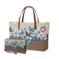thumbnail image 1 of ZUXONGSY Leather Butterfly Print 2 Pack Top Handle Bag and Purses Set for Women Practicality Handbags Top Handle Satchel Shoulder Bag with Matching Wallet for Shopping Work, 1 of 5
