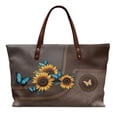 thumbnail image 1 of ZUXONGSY Leather Butterfly Sunflower Print Handle Handbag for Women Fashion Top Handle Tote Bag Lightweight Top Handles Work Bag with Zipper for Work Daily Travel, 1 of 6