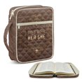 thumbnail image 1 of ZUXONGSY Leather Cross Print Bible Cover for Women Quilted Bible Holder God Is Within Her Journal Case with Handle Christian Gift for ChuZU, 1 of 7