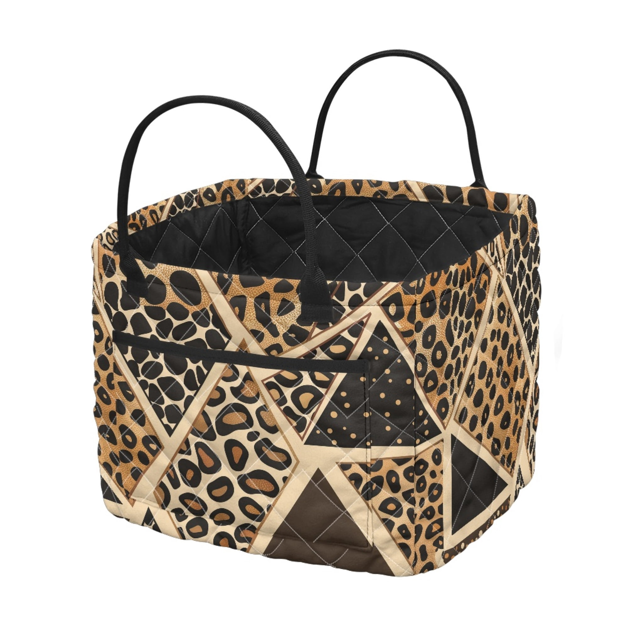 ZUXONGSY Leopard Geometric Print Polyester Quilted Storage Basket with ...