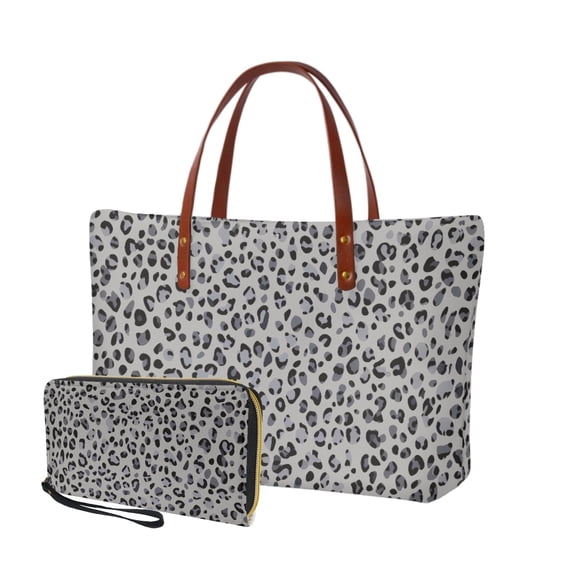 ZUXONGSY Leopard Print 2 Pack Satchel Handbags Purses for Women Practicality Top Handle Satchel Work Bag Slim Wallet, Satchel Handbags Top Handles Work Bag Purses for Outings Tours