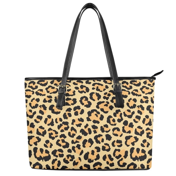 ZUXONGSY Leopard Print Handbag for Women PU Leather Top Handle Tote Bag Casual Work Bag with Zippered for Travel Shopping