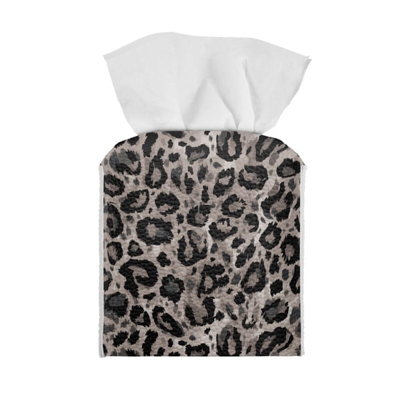 ZUXONGSY Leopard Print Square Tissue Box Covers PU Leather Tissue Cube Box Cover Modern Decorative Tissue Box Organizer Easy to Clean Tissue Box for Car Home Bathroom